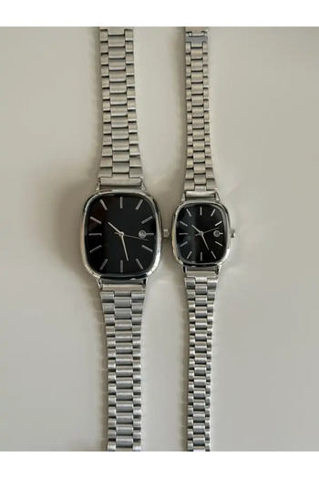 RoseandRoses Casian Muadil Trend Model Calendar Couple Watch Silver (Black Dial)