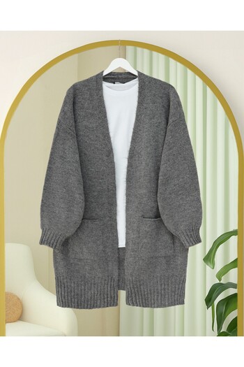 Modamorfo Double Pocket Slit Soft Cardigan - Smoked