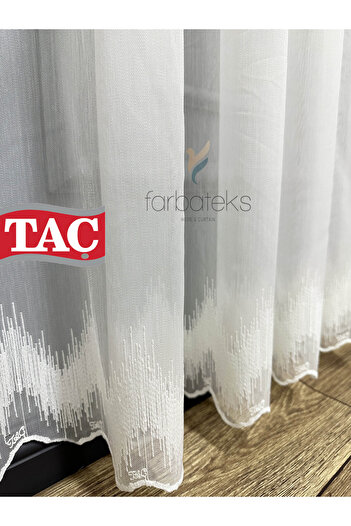 Taç Bottom Line Embroidered Non-Iron Wrinkle-Free 2-Layer Pleated Tulle