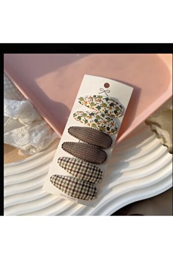 Accessories Hei Brown Green Toned Floral Multi-Colored Cute Girls' Hair Accessory Daily Hairpin Set of 6
