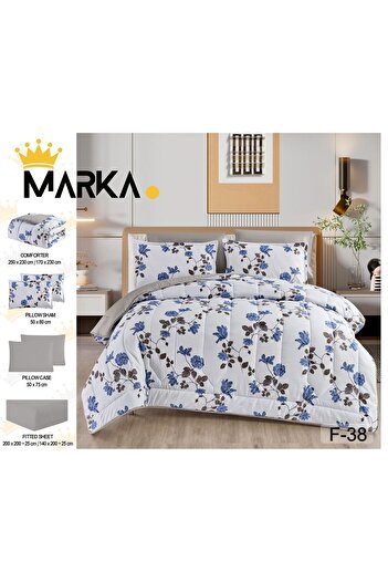 Moon High-quality 6-piece printed double quilt set - multi-colored