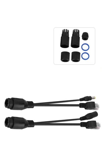 TRADIO Set splitter POE pasiv, conexiune RJ45 waterproof, negru