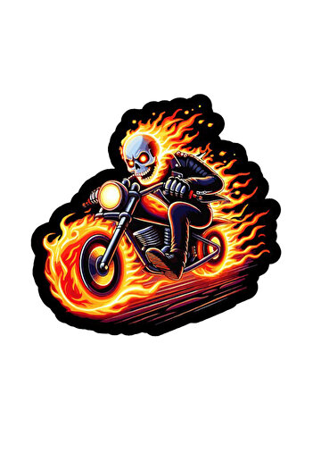 MegaSticker Fire Motor Rider Sticker Car, Motorcycle, Helmet, Laptop, Glass Sticker 13X12 cm