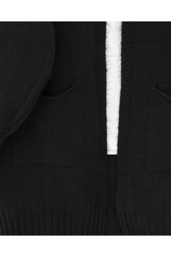 Modamorfo Double Pocket Slit Soft Cardigan -Black