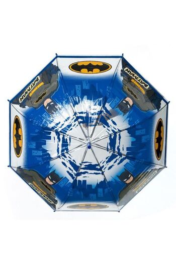 OEM Batman Blue Transparent Automatic Cane Rain Umbrella for Kids 81cm