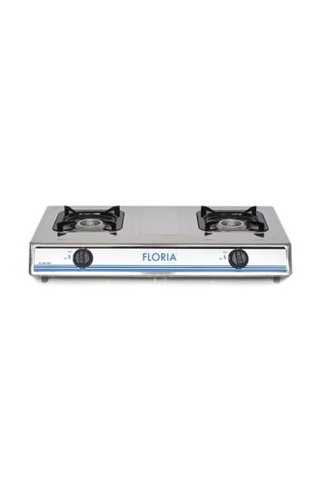 Floria Aragaz 2 Ochiuri, Inox, 70 x 37cm, GPL + 2m furtun + 2 coliere + Ceas pentru butelie