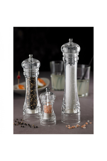 LEONE Transparent salt or pepper mill, 20 cm