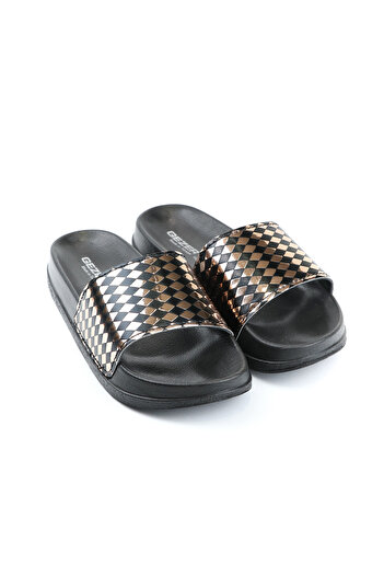 GEZERİUM Gezer Women's Slippers Square Patterned Durable Slippers