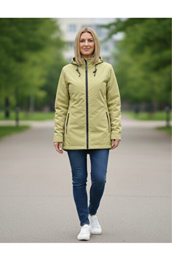 embody Ladies jacket with detachable hood, pockets, zip fastening, lemon 8020-4