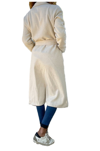 Pasaklı Giyim Women's Cashmere Long Shawl Collar Overcoat – with Pockets, Belted, Unlined 3310451