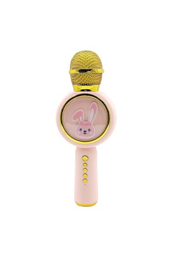 Stone Stone® Kids Karaoke Microphone, Bluetooth, RGB Light, Vocal Effects, Pink