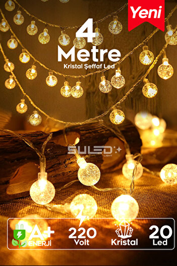 SULED 20 Kristal Ledli 220V 4 Metre Dekoratif Aydınlatma Led Işık Gün Işığı İç & Dış Mekan Süsleme