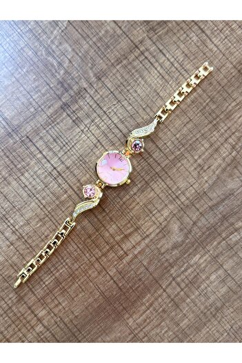 LOOQ Vintage Zircon Stone Detailed Women's Wristwatch