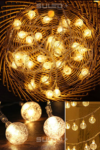 SULED 20 Kristal Ledli 220V 4 Metre Dekoratif Aydınlatma Led Işık Gün Işığı İç & Dış Mekan Süsleme