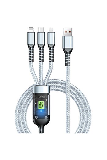 VALA Fast Charging Cable 3 in 1, 100W, 6A USB, Type-C, Lightning, Micro-USB, 1.2m, Advanced Chip Technolo