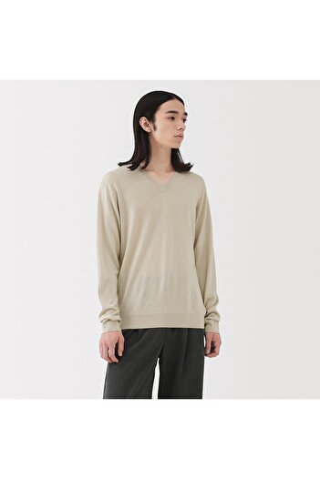 Muji Washable High-Gauge V Neck Sweater
