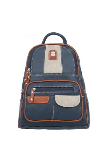 Charm & Shape Women's Backpack, Charm & Shape, Leather, Navy Blue