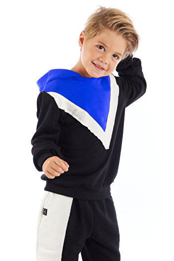 Colorinas End Vi Hooded Embroidered Boys' Combed Cotton Sweatshirt
