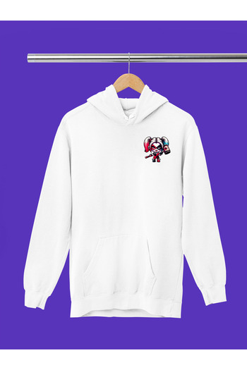 MAGORS Joker and Harley Quinn Printed Cotton Long Sleeve Ribbed 3-Ply Hooded Lover Sweatshirt