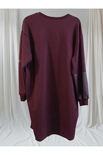 Puane Women's Tunic with Leather Trim on the Sleeves and Front and Stone Detailing