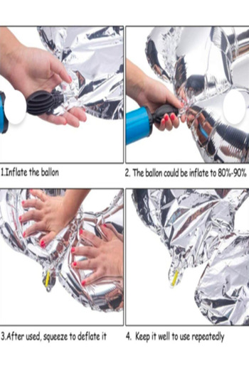 Çınar Aksesuar Foil Balloon Number Helium Balloon 36 cm Silver Color - Birthday Party Set Supplies - Age Balloon