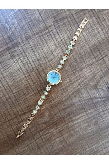 LOOQ Vintage Zircon Stone Detailed Stylish Minimal Women's Wristwatch