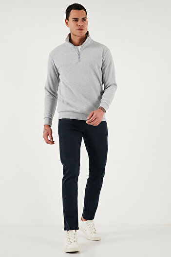 Buratti Cotton Regular Fit Half Zipper Stand Collar Sweater Men's Sweater 456112