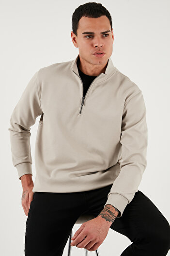 Buratti Cotton Regular Fit Half Zipper Stand Collar Sweat Men's Sweat 5905470