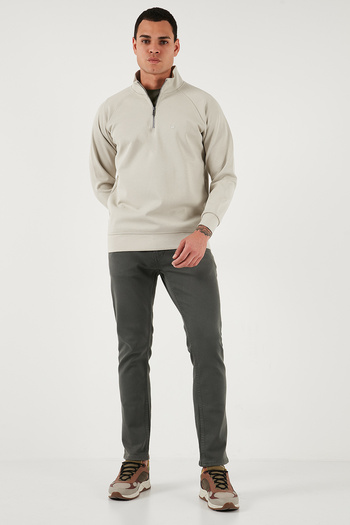 Buratti Cotton Relaxed Fit Half Zipper Stand Collar Sweat Men's Sweat 5901232