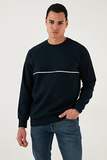 Buratti Cotton Stripe Detailed Relaxed Fit Crew Neck Sweat Men's Sweat 5901227