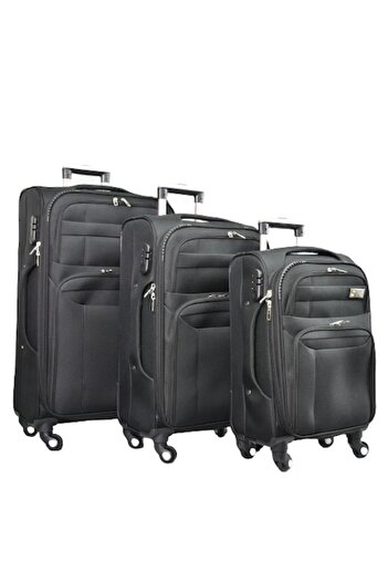 OEM Set 3 trolleys, Perfect Line, Polyester, with expander, various sizes, Black