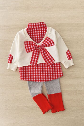 KOKOŞ BEBEK Pitikare Ribbon Detailed Girl's Combination - Age 2/10 - 31496