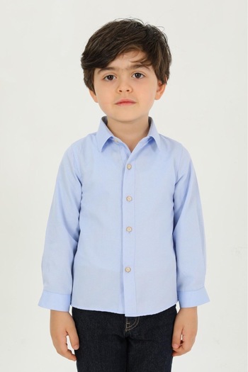 MODA YILDIZ Classic Children's Shirt Light Blue Long Sleeve