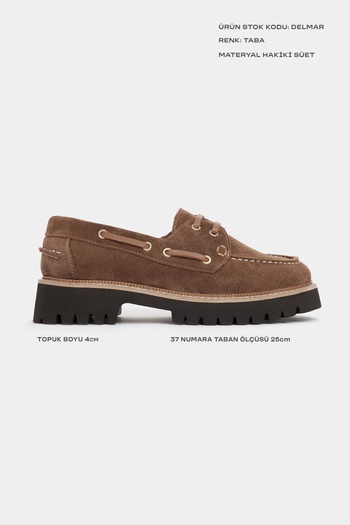 NİŞANTAŞI SHOES Delmar Taba Суета Натуральна шкіра Шнурівка Деталь Товста підошва Лоафер Жіноче взуття