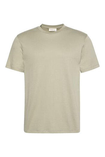 Calvin Klein Men's Regular Fit Ck Logo Embroidered Round Neck Short Sleeve Khaki T-Shirt Lv04Lb275G-Lkj
