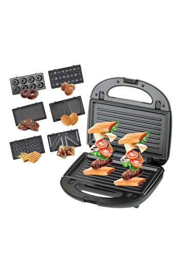Hope 6-in-1 Electric Sandwich Maker, Breakfast Machine with 6 Removable Non-Stick Plates