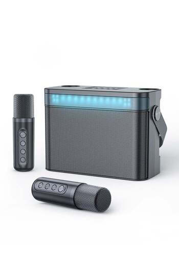 Hope Portable Bluetooth Speaker with 2 Wireless Microphones - 3000mAh Battery, Type-C Charging, BT-V5.0,