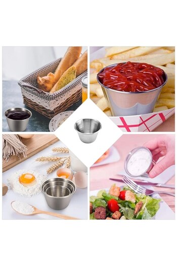 OEM Set 6 Stainless Steel Sauce Containers, 7 cm, 70 ml, Silver
