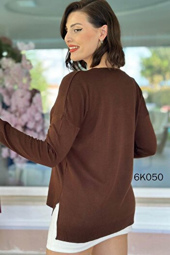 İnce Topuk V-Neck Knitwear Blouse 6K050