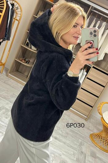 İnce Topuk Prive Series Hooded Bearded Knitwear Cardigan 6P030