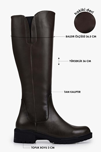 Shoeberry Women's Perla Brown Genuine Leather Boots