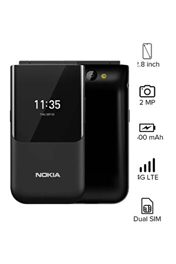 Nokia 2720 Flip Dual SIM Mobile Black 4GB Internal Memory, 512MB RAM, 4G LTE