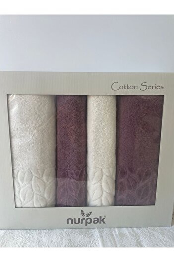 Nurpak 100% Cotton Bathroom Set Mürdüm-Cream