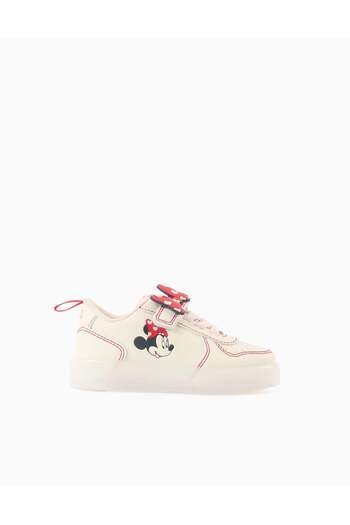 Ziddy Light-Up Trainers for Baby Girls 'Minnie', Beige/Red