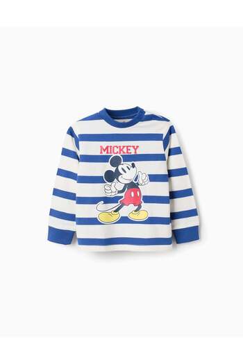Ziddy Long Sleeve T-shirt for Baby Boys 'Mickey', White/Blue