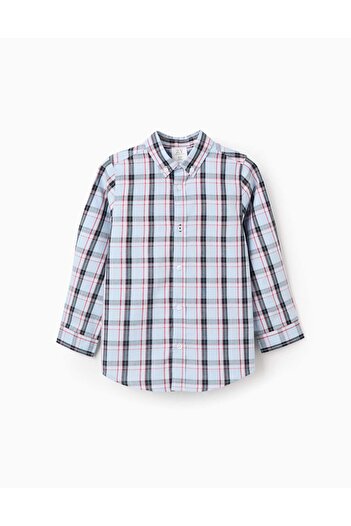 Ziddy Cotton Shirt with Check for Boys, Blue/Red/Black/Green