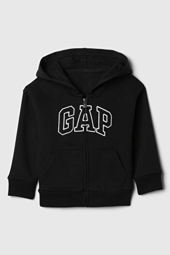 GAP Relaxed Baby Boy Black Zippered Hooded Sweatshirt