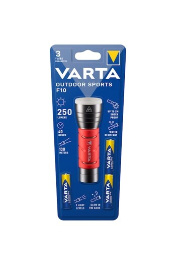 Varta LED Flashlight Outdoor Sports, 5W, 235 lm, 3AAA, Red