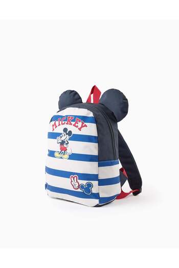 Ziddy Striped Backpack with Ears for Babies and Boys 'Mickey', Blue/White