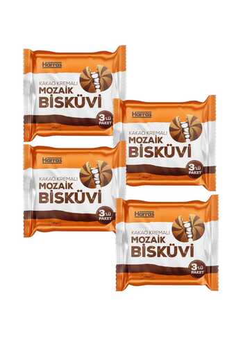 Harras Mosaic Biscuit Tea Time Snack with Cocoa Cream Filling 4 X 300 Gr